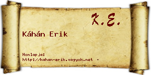 Káhán Erik névjegykártya